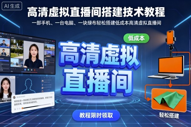 高清虚拟直播间搭建技术教程，一部手机、一台电脑、一块绿布轻松搭建低成本高清虚拟直播间-超级会员网