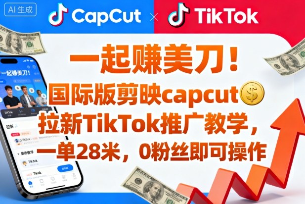 一起賺美刀！国际版剪映capcut拉新TikTok推广教学，一单28米，0粉丝即可操作(附推广入口和教学)-超级会员网