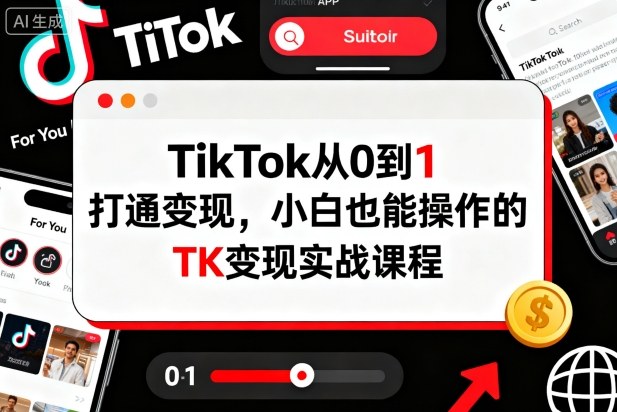 TikTok从0到1打通变现，小白也能操作的TK变现实战课程-超级会员网