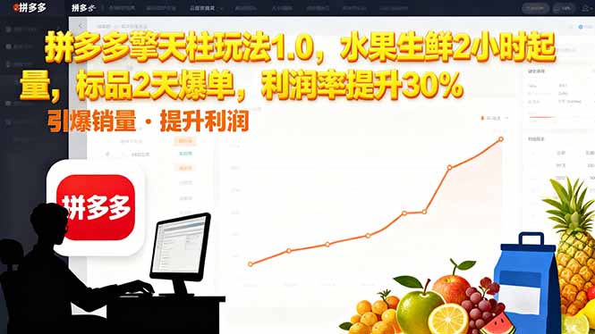 拼多多 擎天柱玩法1.0，水果生鲜2小时起量，标品2天爆单，利润率提升30%-超级会员网