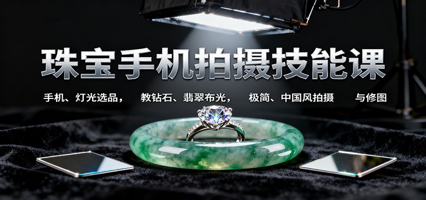 珠宝手机拍摄技能课:手机、 灯光选品，教钻石、翡翠布光，极简、中国风拍摄与修图-超级会员网