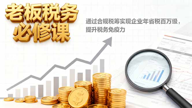 老板税务必修课，通过合规税筹实现企业年省税百万级，提升税务免疫力-超级会员网