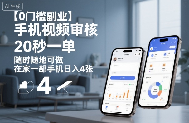 【0门槛副业】手机视频审核，20秒一单，随时随地可做，在家一部手机日入4张【揭秘】-超级会员网
