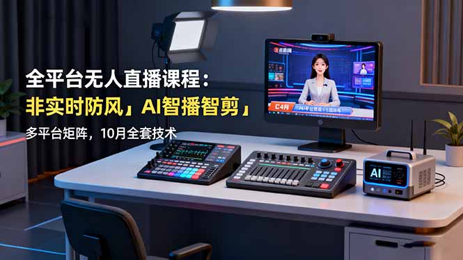 全平台无人直播课程：非实时防风＋AI智播智剪＋多平台矩阵，10月全套技术-超级会员网