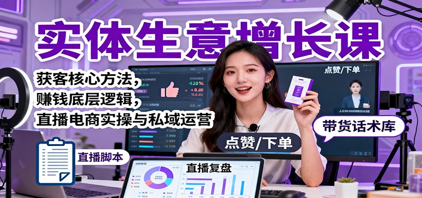 实体生意增长课：获客核心方法，赚钱底层逻辑，直播电商实操与私域运营-超级会员网
