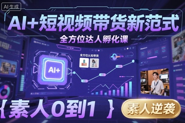 AI+短视频带货新范式全方位达人孵化课，素人也可以从0到1，全方位认知短视频带货-超级会员网