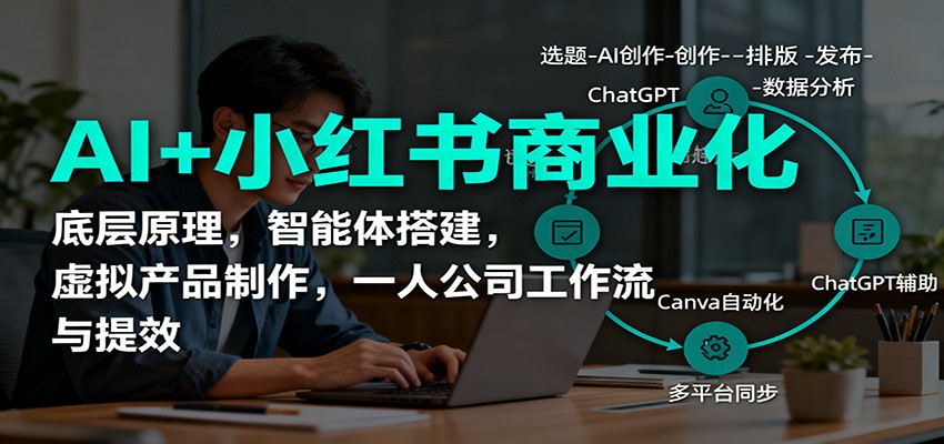 AI+小红书商业化，底层原理，智能体搭建，虚拟产品制作，一人公司工作流与提效-超级会员网