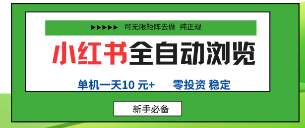 小红书全自动浏览项目，零投资，全程手机去跑，单账号一天10米+，可无限矩阵去做【揭秘】-超级会员网