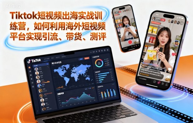 Tiktok短视频出海实战训练营，如何利用海外短视频平台实现引流、带货、测评-超级会员网