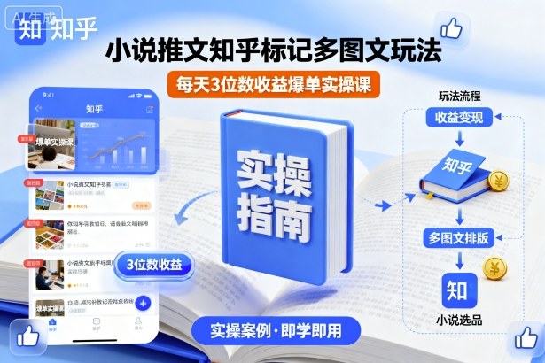 小说推文知乎标记多图文玩法，每天3位数收益爆单实操课-超级会员网