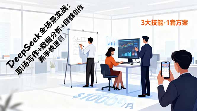 DeepSeek全场景实战：职场写作+数据分析+自媒体创作，新手快速月入过万-超级会员网