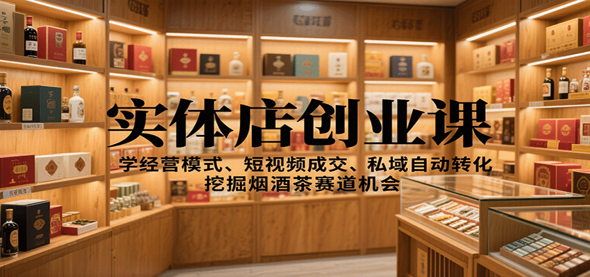 实体店创业课：学经营模式、短视频成交、私域自动转化，挖掘烟酒茶赛道机会-超级会员网