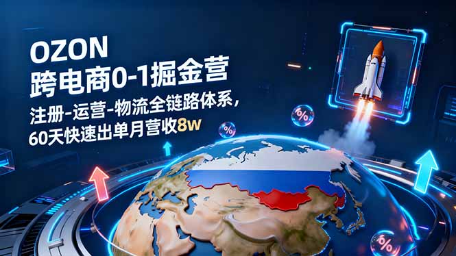 OZON跨境电商0-1掘金营：注册-运营-物流全链路体系，60天快速出单月营收8w-超级会员网