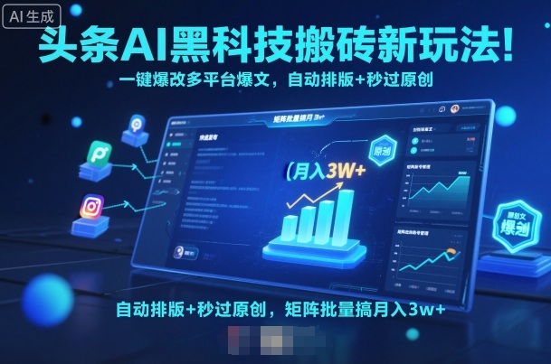 头条AI黑科技搬砖新玩法！一键爆改多平台爆文，自动排版+秒过原创，矩阵批量搞月入3w+【揭秘】-超级会员网