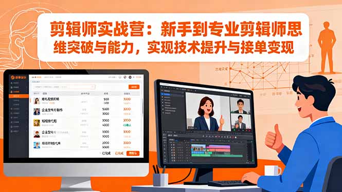剪辑师实战营：新手到专业剪辑师思维突破与能力，实现技术提升与接单变现-超级会员网