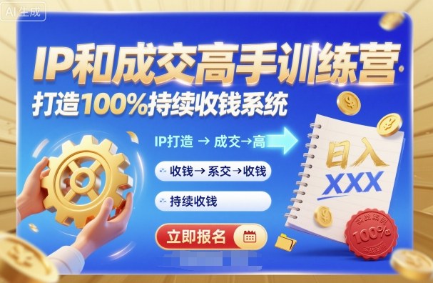 带你成为IP和成交高手的训练营，打造100%持续收钱系统-超级会员网