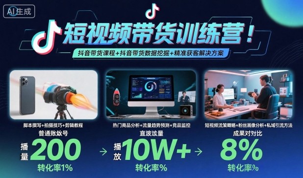 短视频带货训练营，抖音带货课程+抖音带货数据挖掘+精准获客解决方案-超级会员网