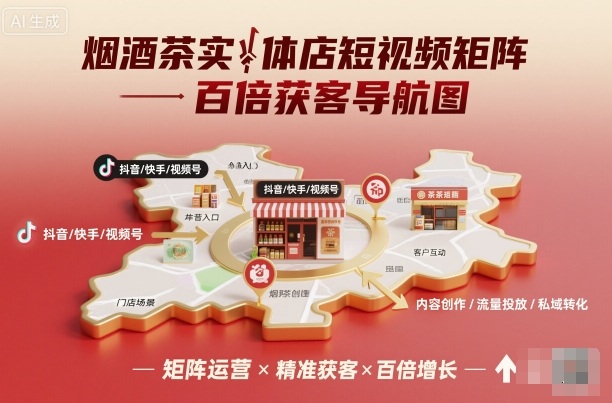 烟酒茶实体店短视频矩阵百倍获客导航图-超级会员网