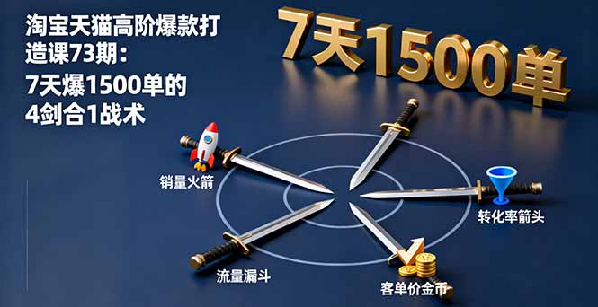 淘宝天猫高阶爆款打造课73期：7天爆1500单的4剑合1战术-超级会员网