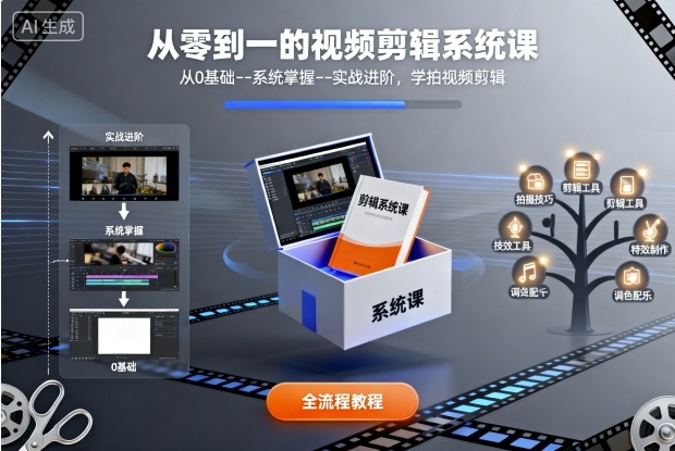从零到一的视频剪辑系统课，从0基础–系统掌握–实战进阶，学拍视频剪辑-超级会员网