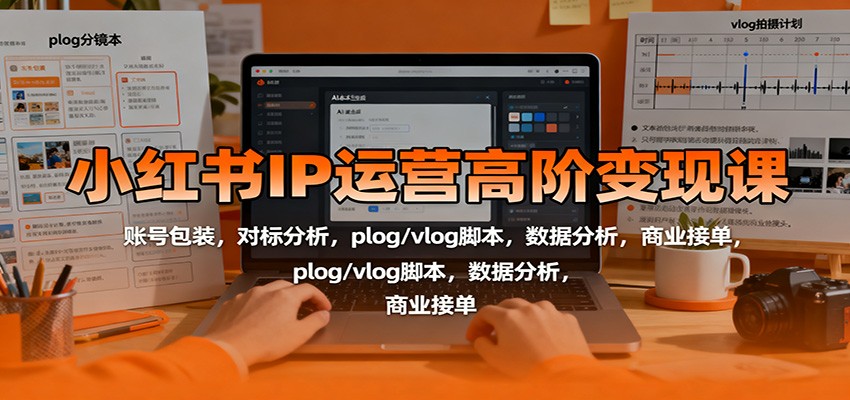 小红书IP运营高阶变现课：账号包装，对标分析，plog/vlog脚本，数据分析，商业接单-超级会员网