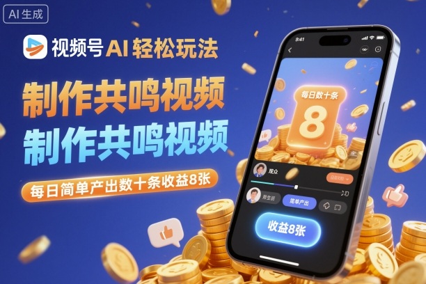 视频号AI轻松玩法，制作共鸣视频，每日简单产出数十条收益8张-超级会员网