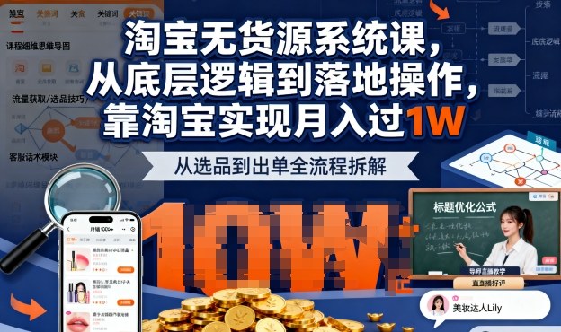 2025最新淘宝无货源系统课，从底层逻辑到落地操作，靠淘宝实现月入过1W-超级会员网