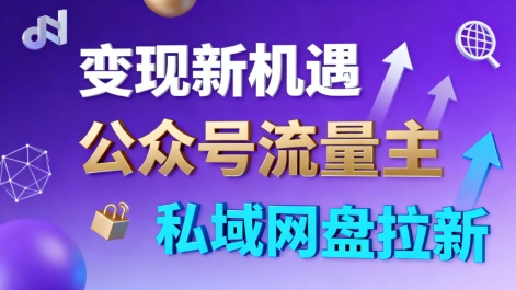 公众号流量主+私域网盘拉新，多方式变现，简单易上手，当天就有收益-超级会员网