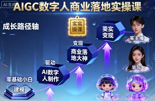 AIGC数字人商业落地实操课，从零基础小白到AI数字人大神-超级会员网