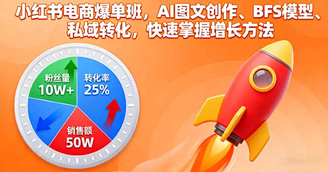 小红书电商爆单班，AI图文创作、BFS模型、私域转化，快速掌握增长方法-超级会员网