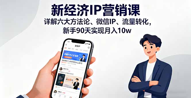 新经济IP营销课：详解六大方法论、微信IP、流量转化，新手90天实现月入10w-超级会员网