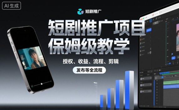 短剧推广项目保姆级教学，授权、收益、流程、剪辑，发布等全流程-超级会员网