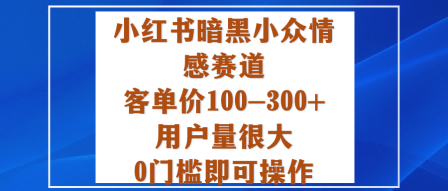 小红书暗黑小众情感赛道，客单价100-300+用户量很大，0门槛即可操作-超级会员网