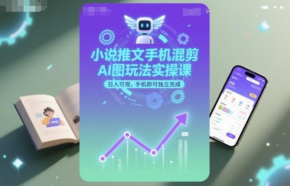 小说推文手机混剪AI图玩法实操课，日入可观，手机即可独立完成-超级会员网