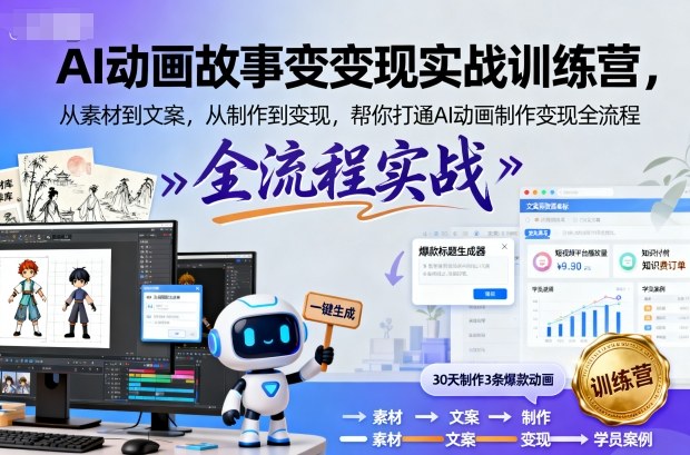 AI动画故事变现实战训练营，从素材到文案，从制作到变现，帮你打通AI动画制作变现全流程-超级会员网