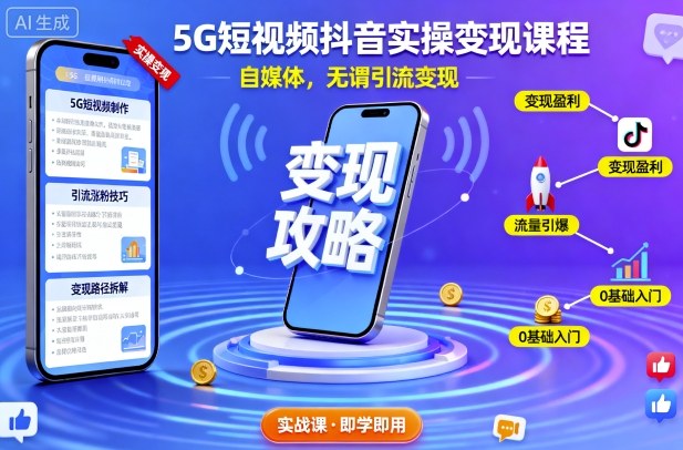 5G短视频抖音实操变现课程，自媒体，无谓引流变现-超级会员网