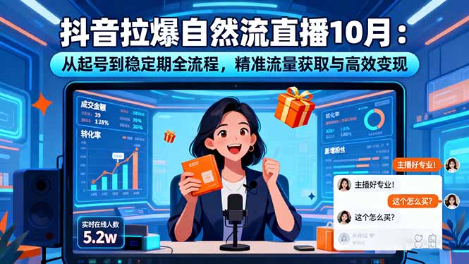 抖音拉爆自然流直播10月：从起号到稳定期全流程，精准流量获取与高效变现-超级会员网