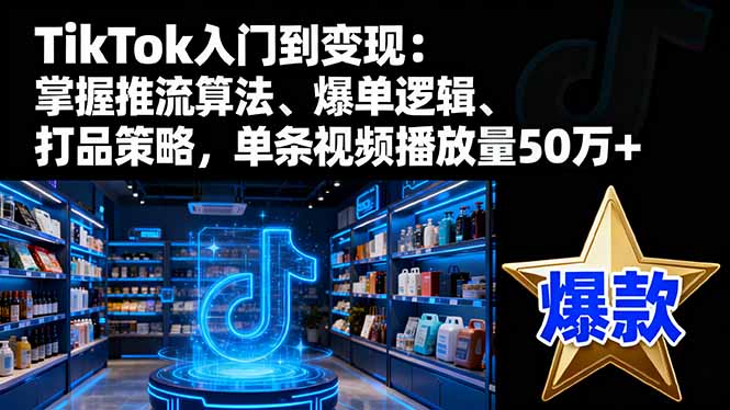 TikTok入门到变现：掌握推流算法、爆单逻辑、打品策略，单条视频播放量50w-超级会员网