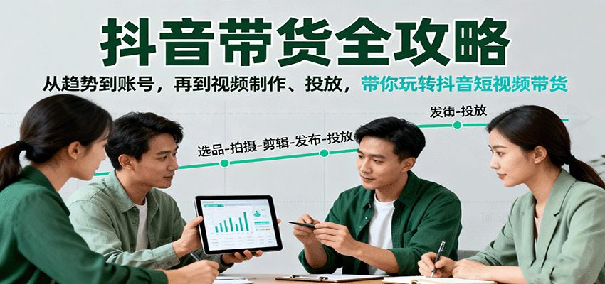抖音带货全攻略：从趋势到账号，再到视频制作、投放，带你玩转抖音短视频带货-超级会员网