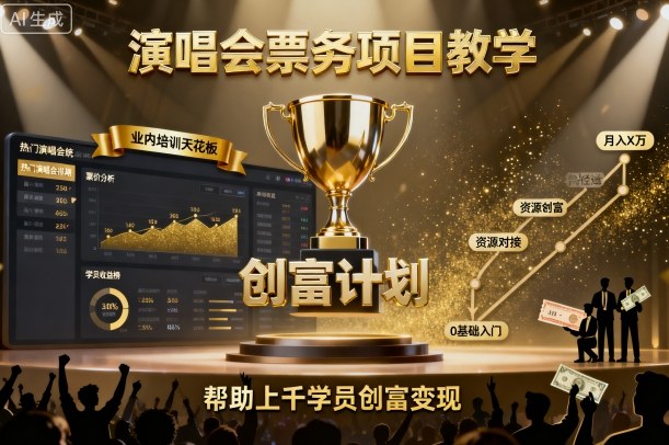 演唱会票务项目教学，业内培训天花板，帮助上千学员创富变现-超级会员网