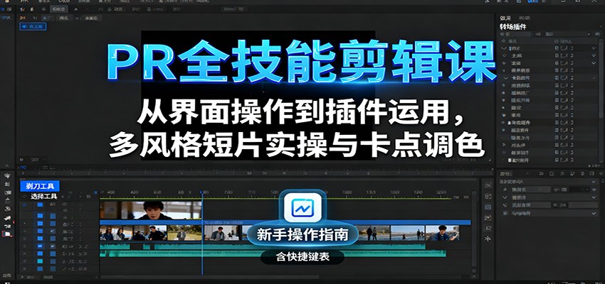 PR全技能剪辑课：从界面操作到插件运用，多风格短片实操与卡点调色-超级会员网