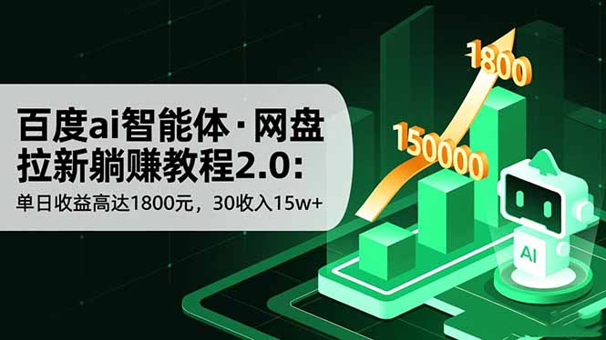 百度ai智能体·网盘拉新躺赚教程2.0：单日收益高达1800元，30收入15w+-超级会员网