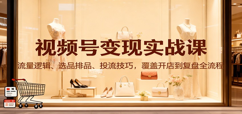 视频号变现实战课：流量逻辑、选品排品、投流技巧，覆盖开店到复盘全流程-超级会员网