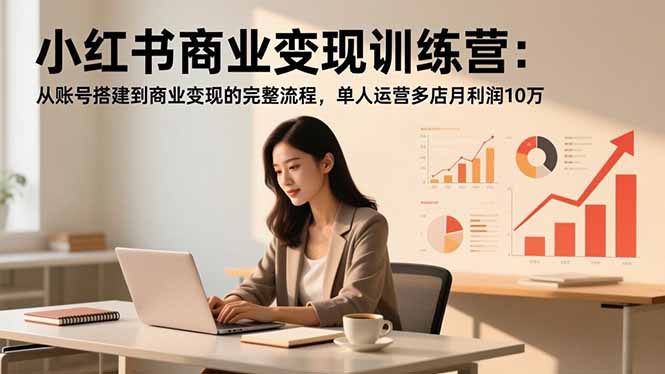 小红书商业变现训练营：从账号搭建到商业变现的完整流程，单人运营多店月利润10万-超级会员网