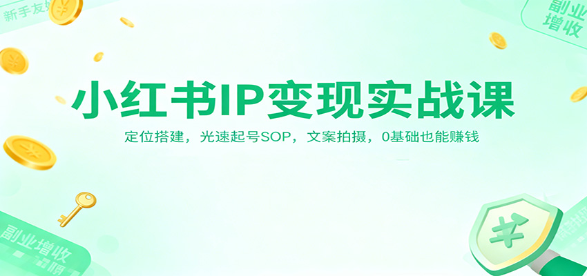 小红书IP变现实战课：定位搭建，光速起号SOP，文案拍摄，0基础也能赚钱-超级会员网
