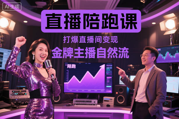 直播陪跑课，金牌主播自然流打爆直播间，复制高变现玩法-超级会员网