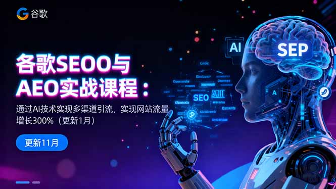 谷歌SEO与AEO实战课程：通过AI技术实现多渠道引流，实现网站流量增长300%-超级会员网