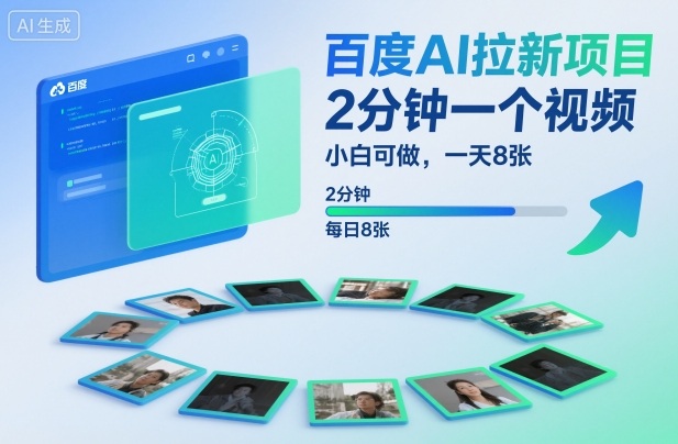 百度AI拉新项目，2分钟一个视频，小白可做，一天8张【附案例+保姆级教程】-超级会员网