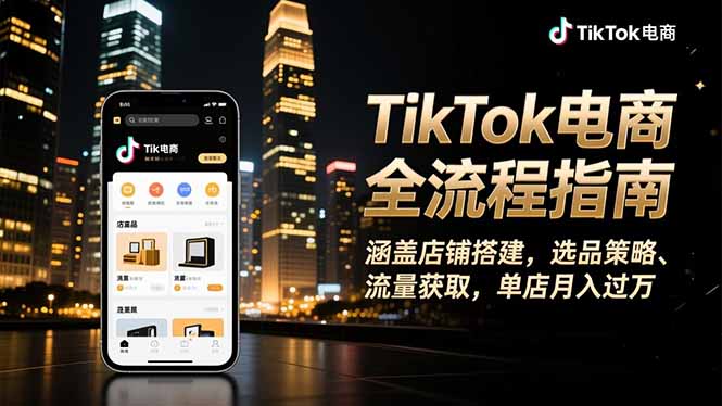 TikTok电商全流程指南，涵盖店铺搭建、选品策略、流量获取，单店月入过万-超级会员网
