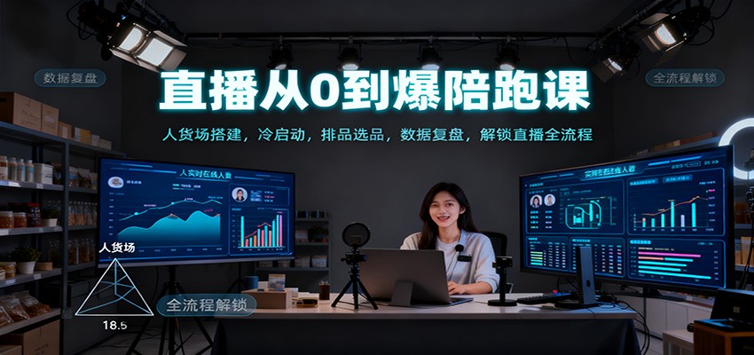 直播从0到爆陪跑课：人货场搭建，冷启动，排品选品，数据复盘，解锁直播全流程-超级会员网